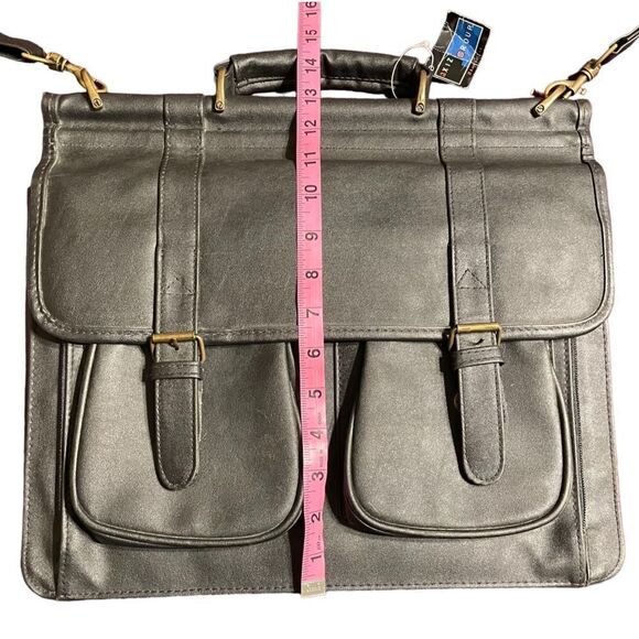 Leather look black laptop briefcase messenger  bag -NWT - Picture 10 of 12